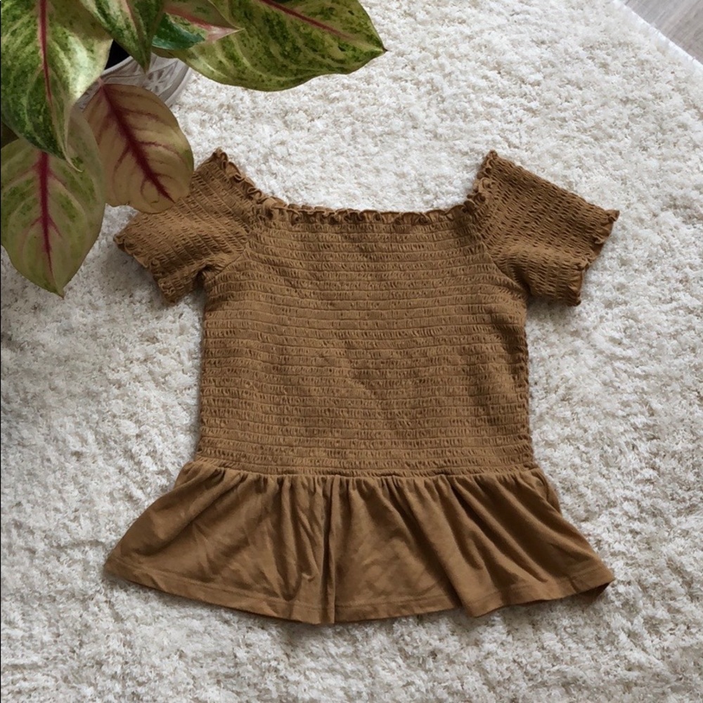 American Eagle Smocked off the Shoulder Top